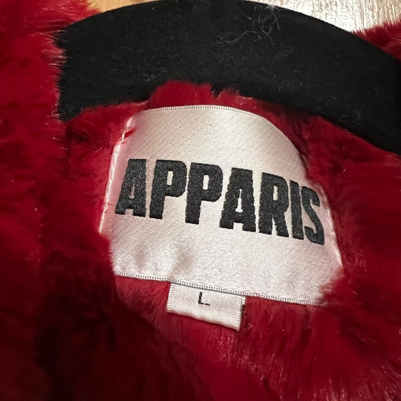 Apparis Red Faux Fur Teddy Jacket - Picture 2 of 5